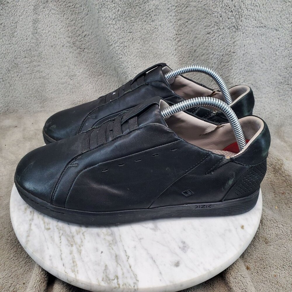 Kizik Shoes Mens Size 8 Wide Black Leather Athens Laceless Shoes